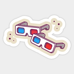 glasses 3D Movie Cartoon Sticker